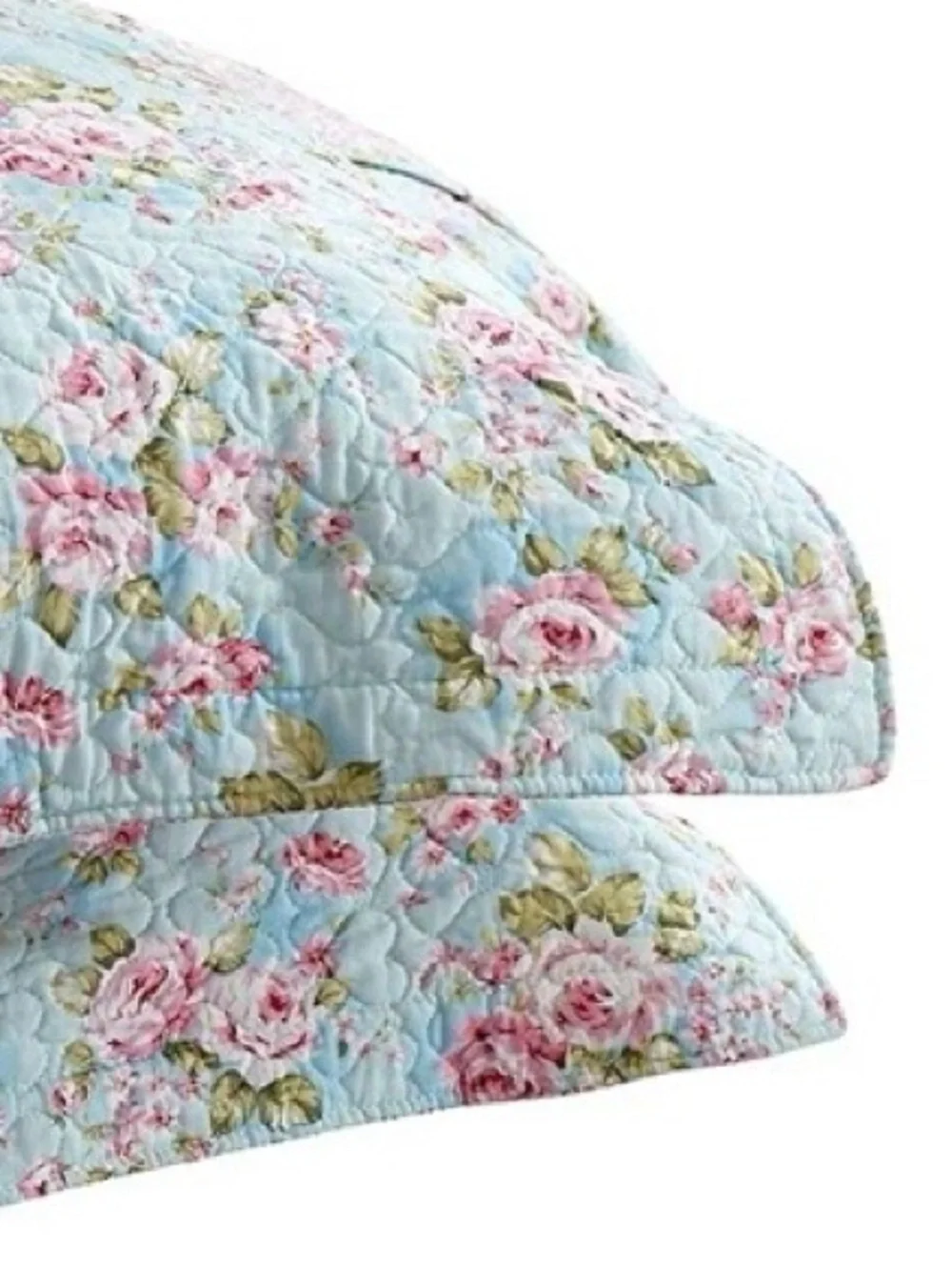 Farmhouse Floral Queen Size Shams 100% Cotton (2-Pack) BLUE ROSE